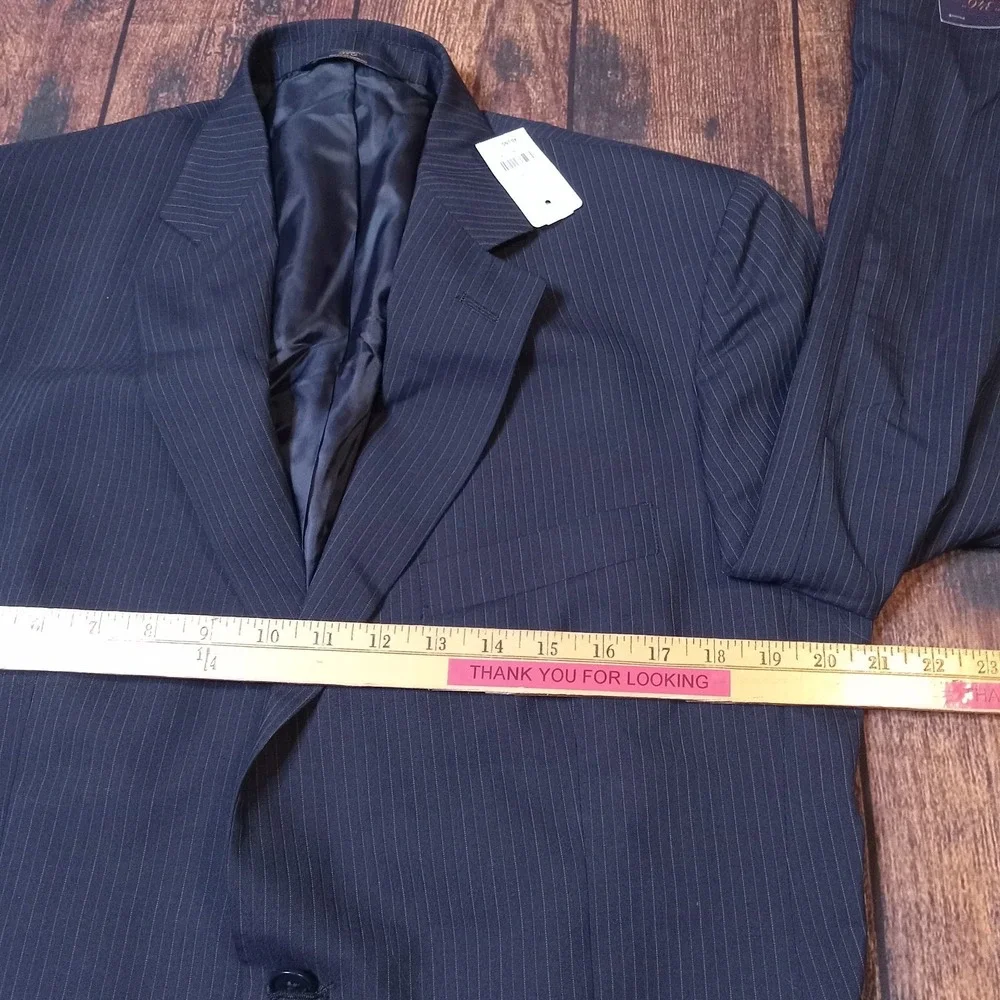 Brooks Brothers 346 Stretch 100% Wool Blazer‎ 40L Navy Pinstripe